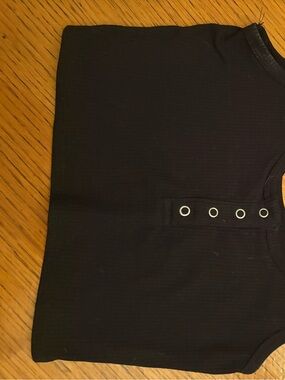 Garage Black Ribbed Tank Top with Spaghetti Straps
